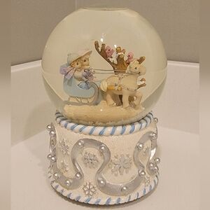 Precious Moments Snow Globe with Cream and Silver Accents